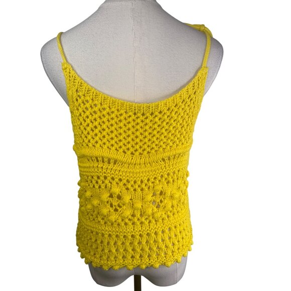 2/$30 ZARA XS Yellow Crochet Knit Cotton Tank Top With Adjustable Tie Straps - Picture 3 of 14